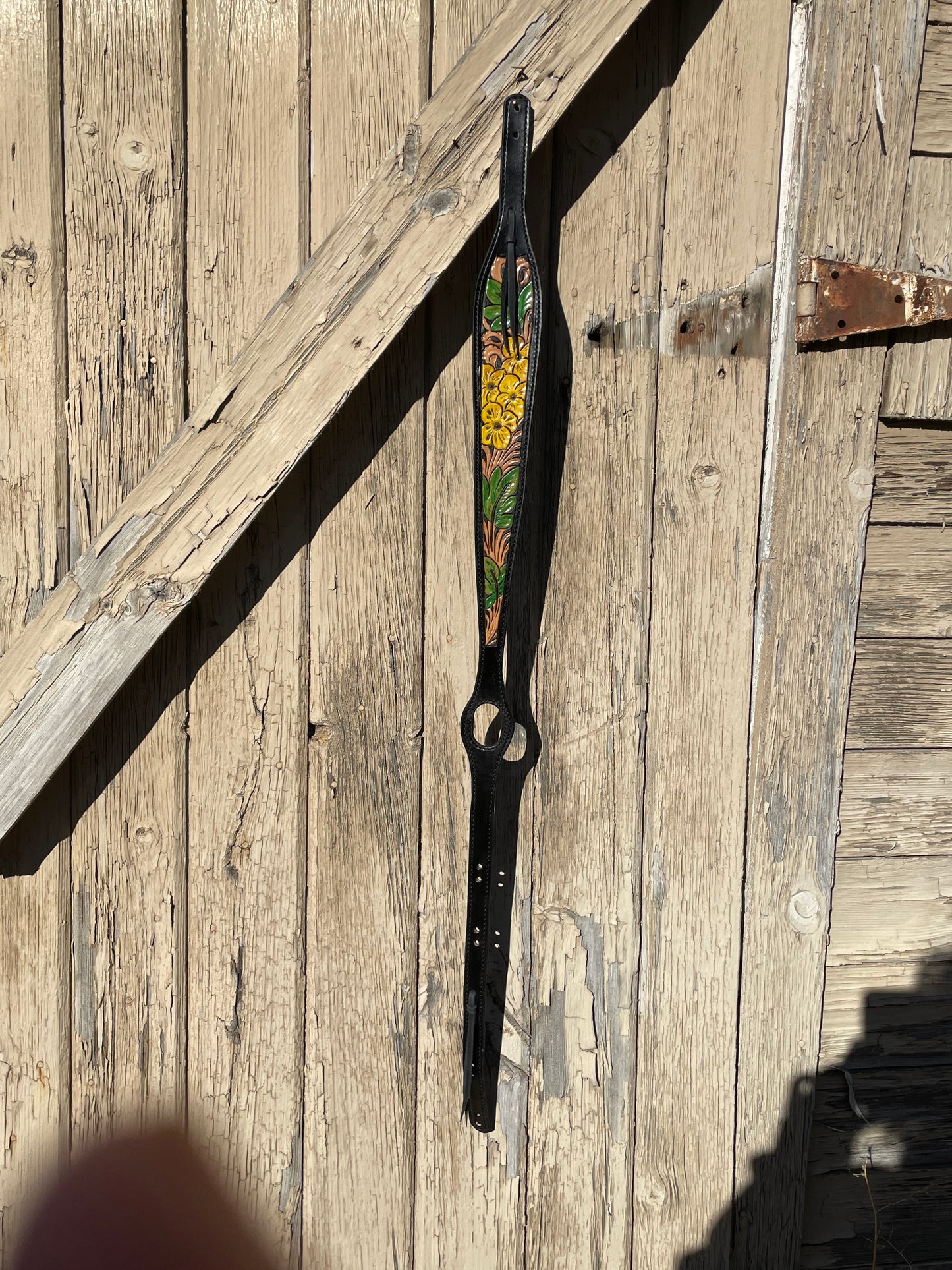 Rifle Sling - Black with Yellow Flowers