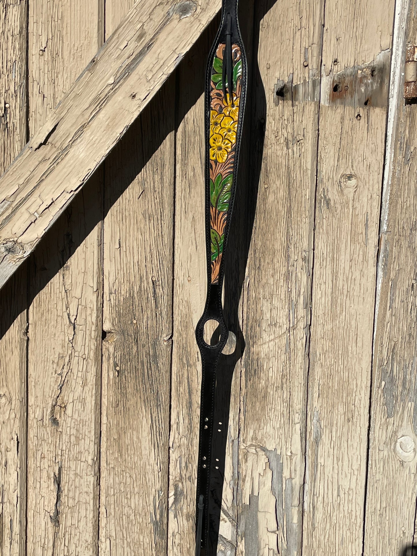 Rifle Sling - Black with Yellow Flowers