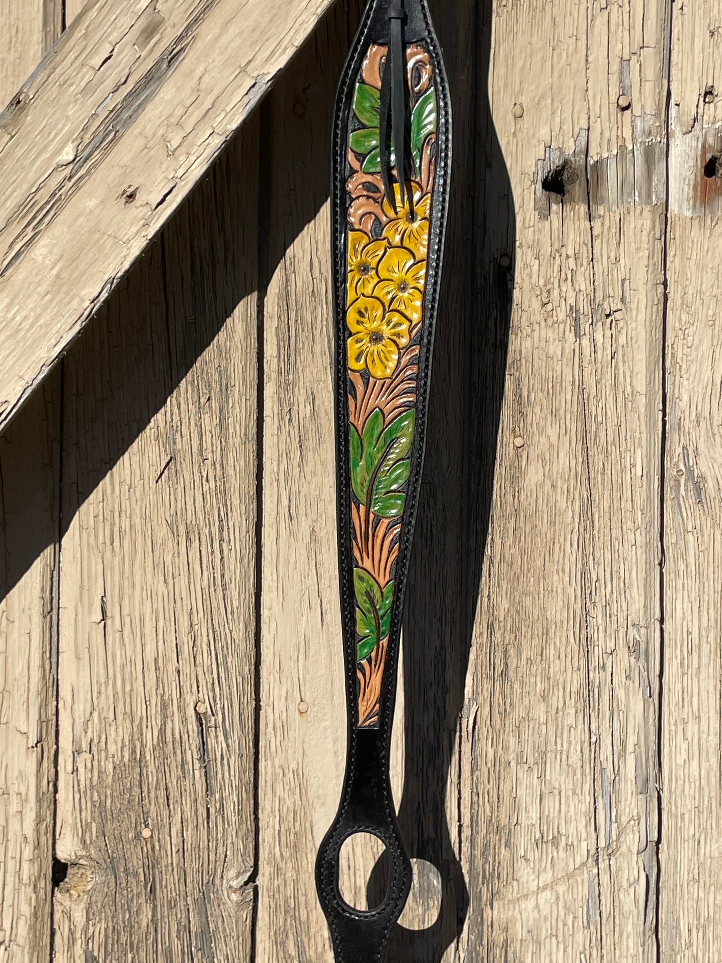 Rifle Sling - Black with Yellow Flowers