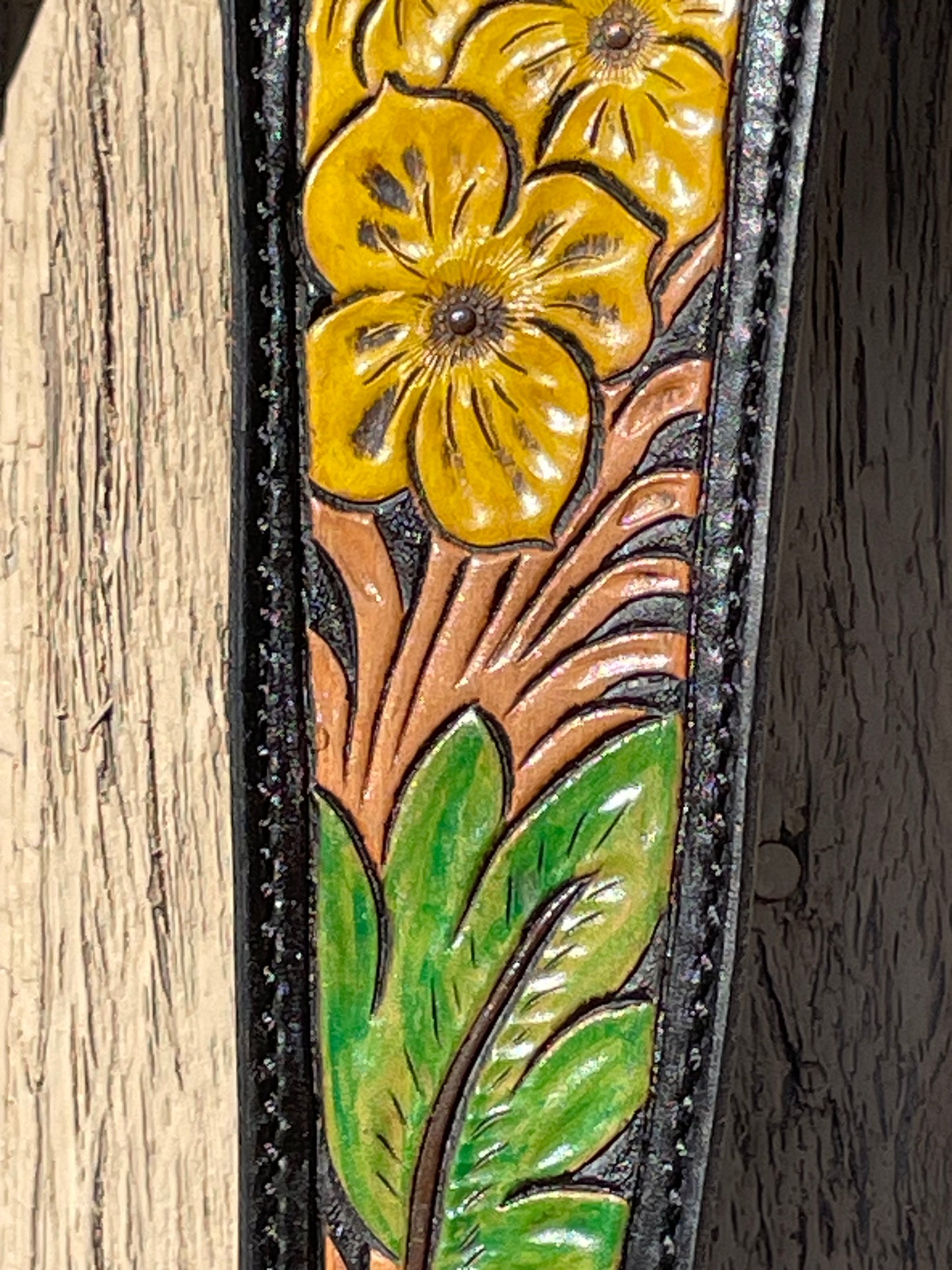 Rifle Sling - Black with Yellow Flowers